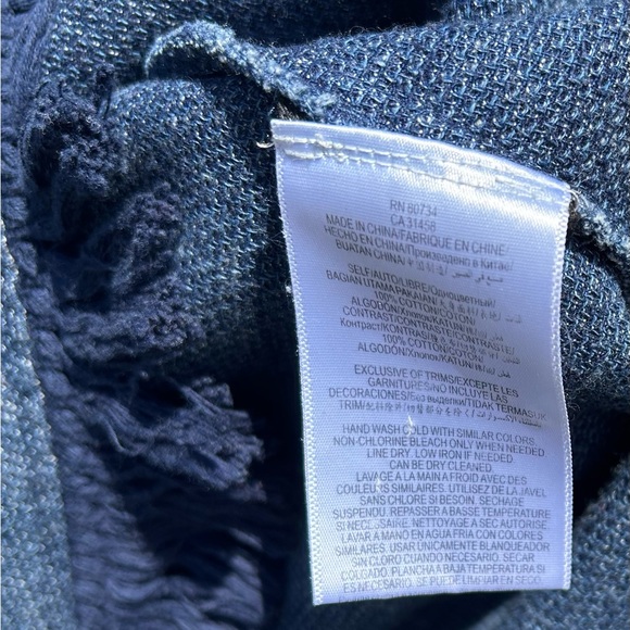 BCBG Swing Fringe Dress Size XXS Oversize Trysta Woven Cotton Denim Blue Pockets - Picture 8 of 8